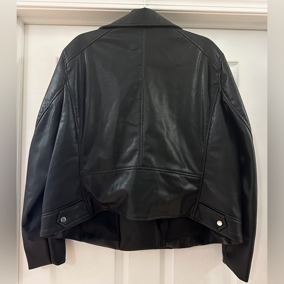 H&M Vegan Faux Leather Biker Moto Jacket black sz XXL - Picture 4 of 8